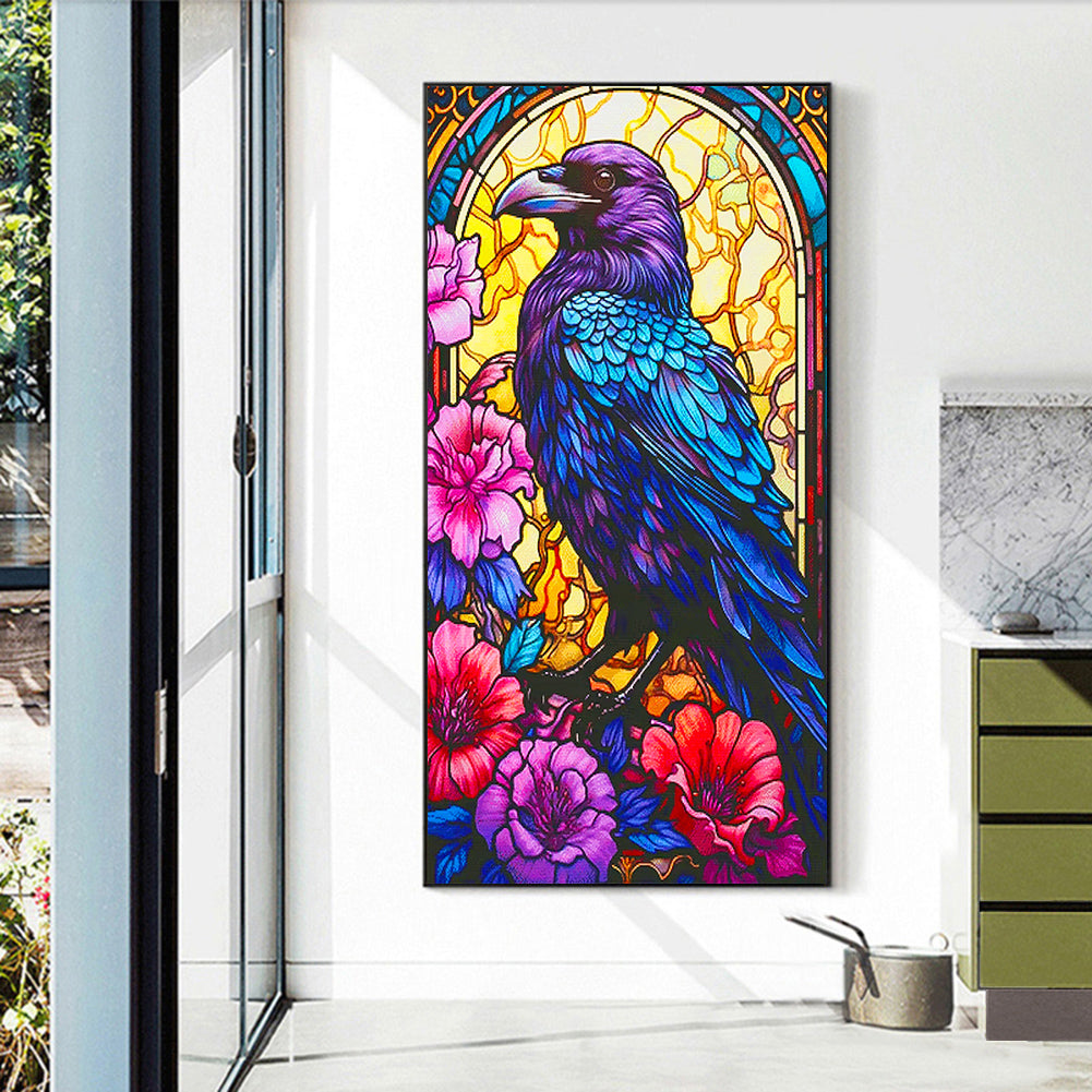 Glass Painted Black Crow - Full Round Drill Diamond Painting 40*70CM