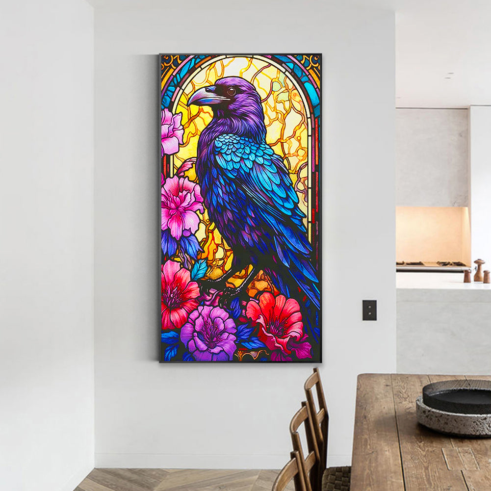 Glass Painted Black Crow - Full Round Drill Diamond Painting 40*70CM