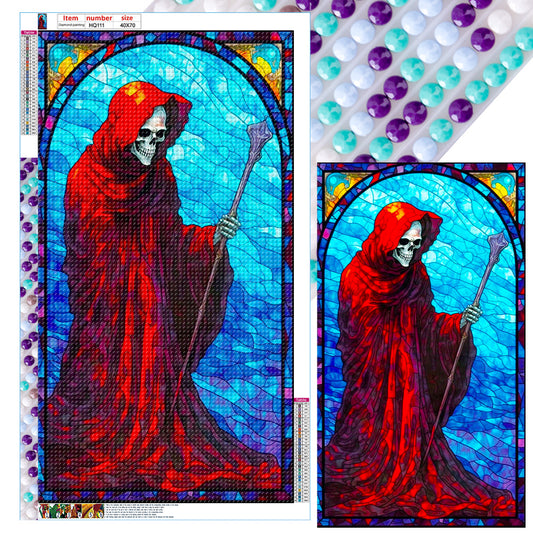 Happy Death In Red Robe Painted On Glass - Full Round Drill Diamond Painting 40*70CM