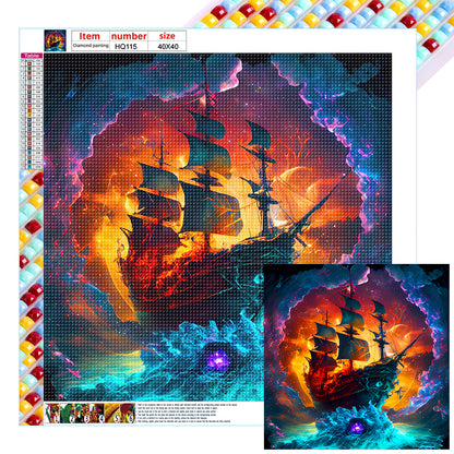 Three Deceitful Sailing Ships - Full Square Drill Diamond Painting 40*40CM