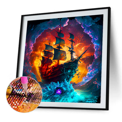 Three Deceitful Sailing Ships - Full Square Drill Diamond Painting 40*40CM