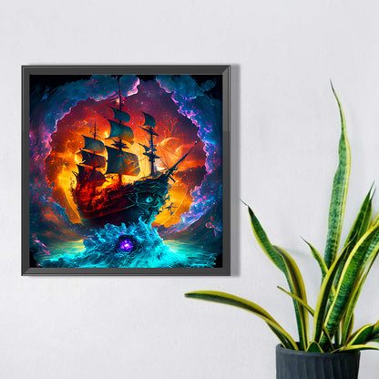 Three Deceitful Sailing Ships - Full Square Drill Diamond Painting 40*40CM