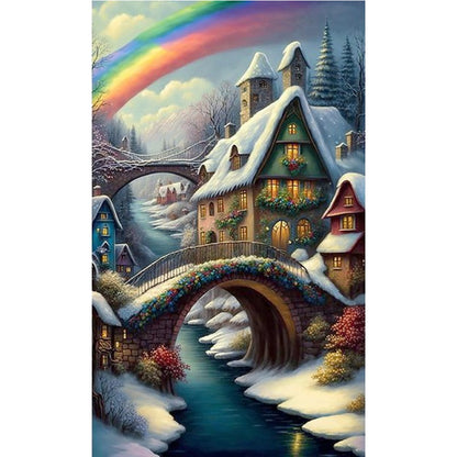 Dream Rainbow House - 16CT Stamped Cross Stitch 40*65CM