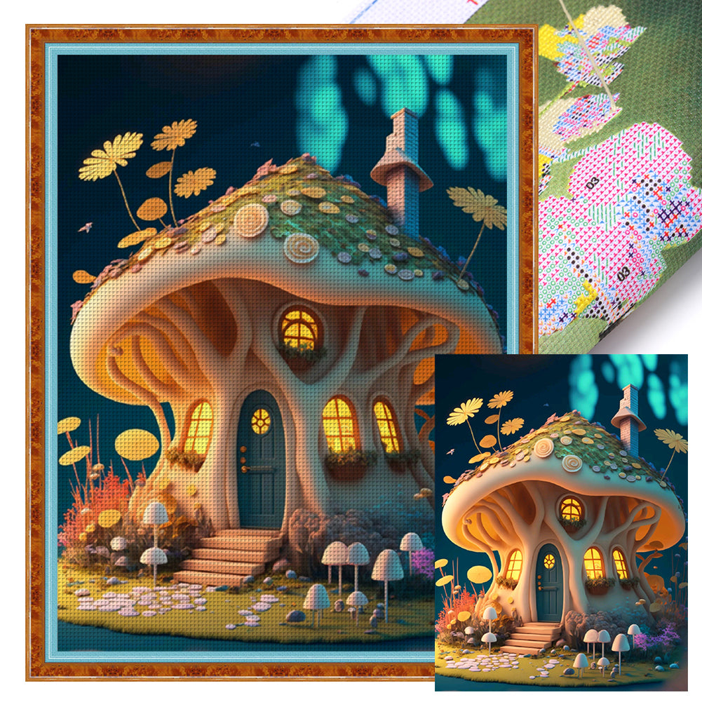 Mushroom Hut - 16CT Stamped Cross Stitch 50*65CM