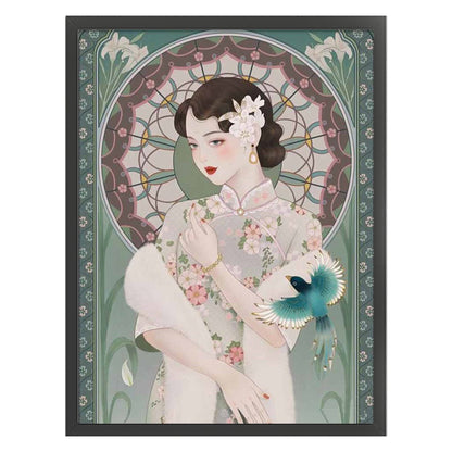 Chinese Style Girl - 11CT Stamped Cross Stitch 50*65CM