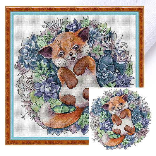 Puppies And Meat - 14CT Stamped Cross Stitch 38*37CM(Joy Sunday)