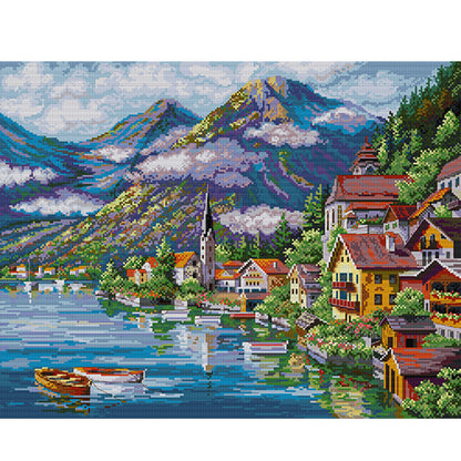 Alpine Village - 14CT Stamped Cross Stitch 54*44CM(Joy Sunday)