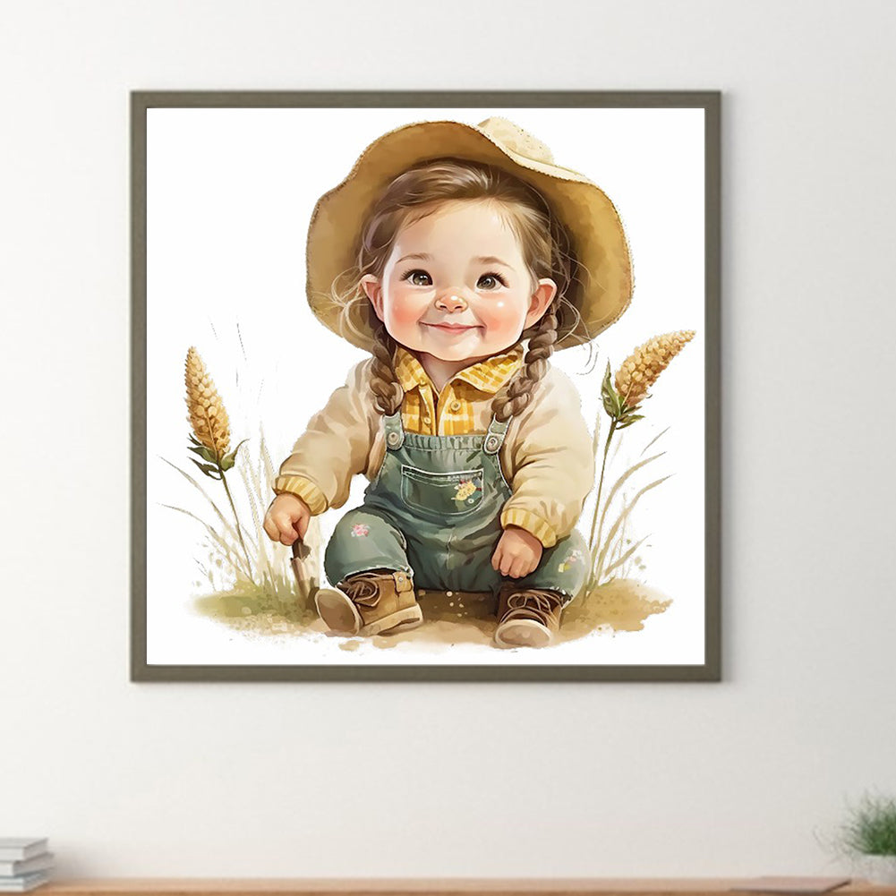 Girl In The Straw - Full Round Drill Diamond Painting 30*30CM