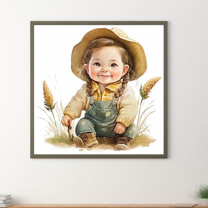 Girl In The Straw - Full Round Drill Diamond Painting 30*30CM