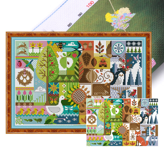 Four Seasons - 11CT Stamped Cross Stitch 57*40CM(Joy Sunday)