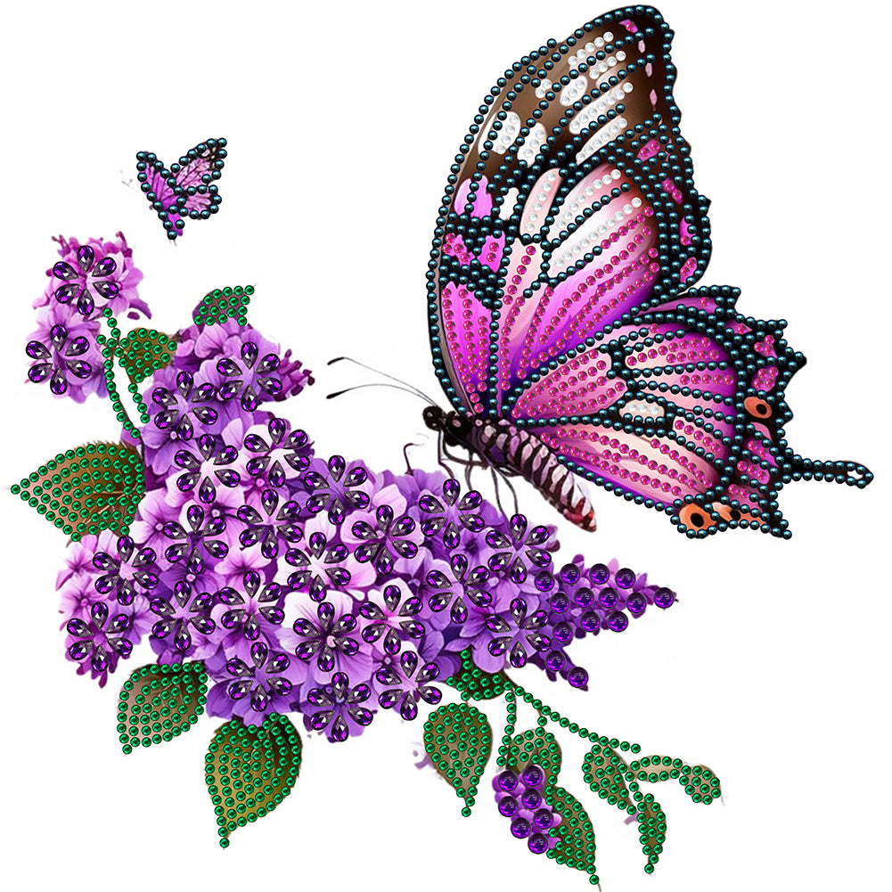 Flowers And Butterflies - Special Shaped Drill Diamond Painting 30*30CM