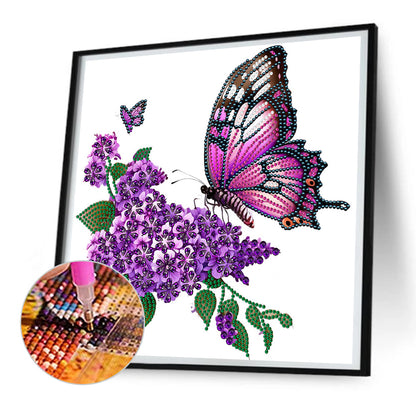 Flowers And Butterflies - Special Shaped Drill Diamond Painting 30*30CM