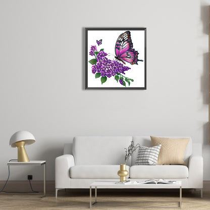 Flowers And Butterflies - Special Shaped Drill Diamond Painting 30*30CM