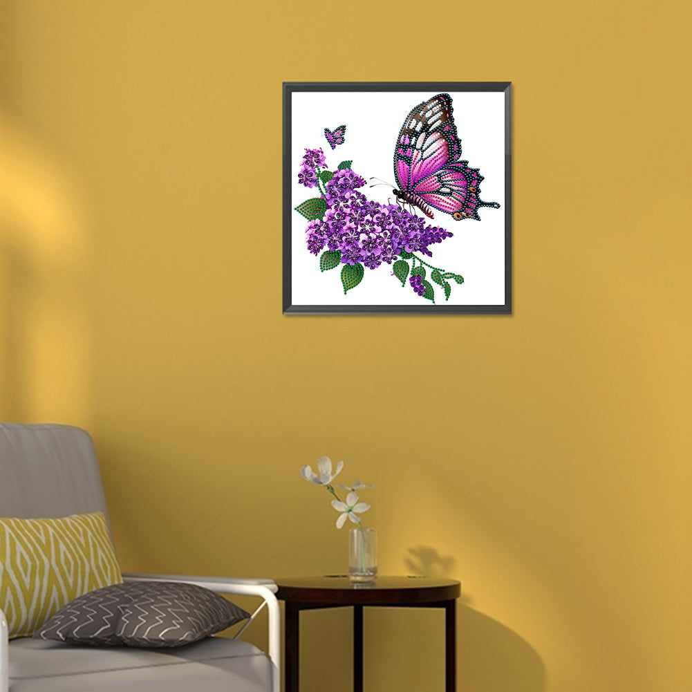 Flowers And Butterflies - Special Shaped Drill Diamond Painting 30*30CM