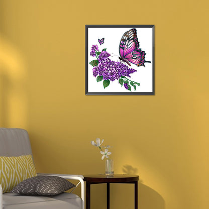 Flowers And Butterflies - Special Shaped Drill Diamond Painting 30*30CM