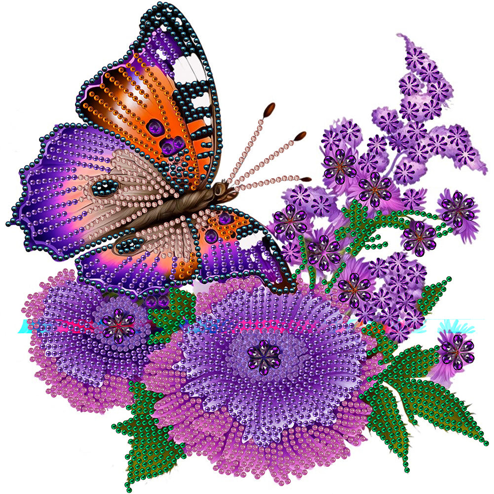 Flowers And Butterflies - Special Shaped Drill Diamond Painting 30*30CM