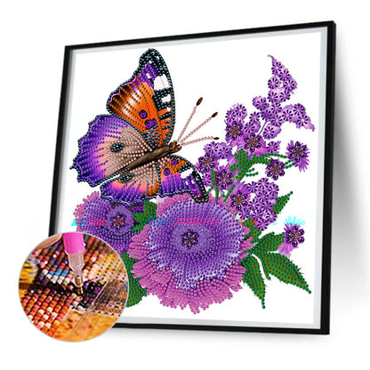 Flowers And Butterflies - Special Shaped Drill Diamond Painting 30*30CM