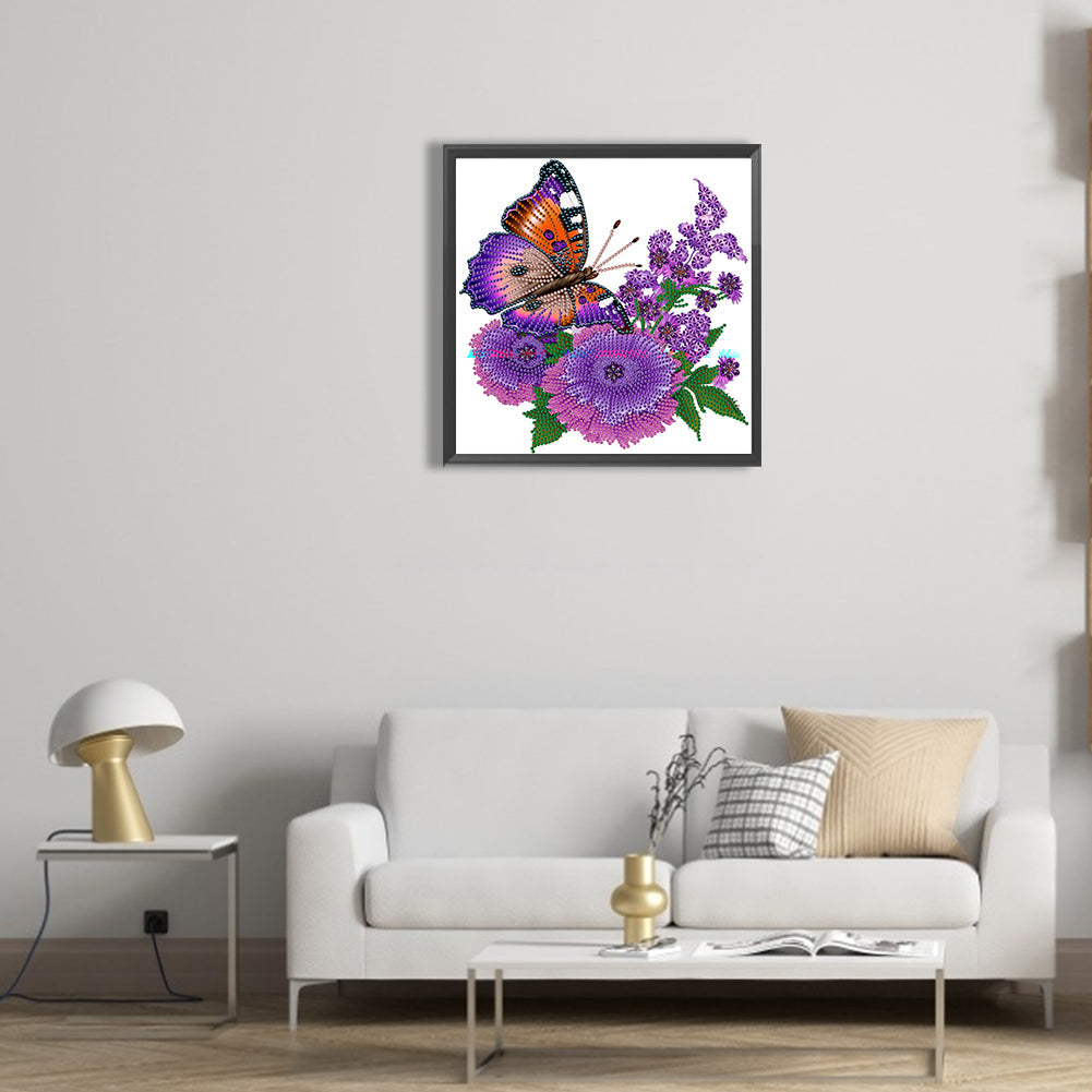 Flowers And Butterflies - Special Shaped Drill Diamond Painting 30*30CM