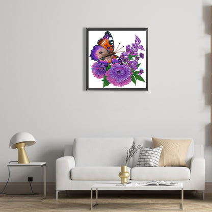Flowers And Butterflies - Special Shaped Drill Diamond Painting 30*30CM