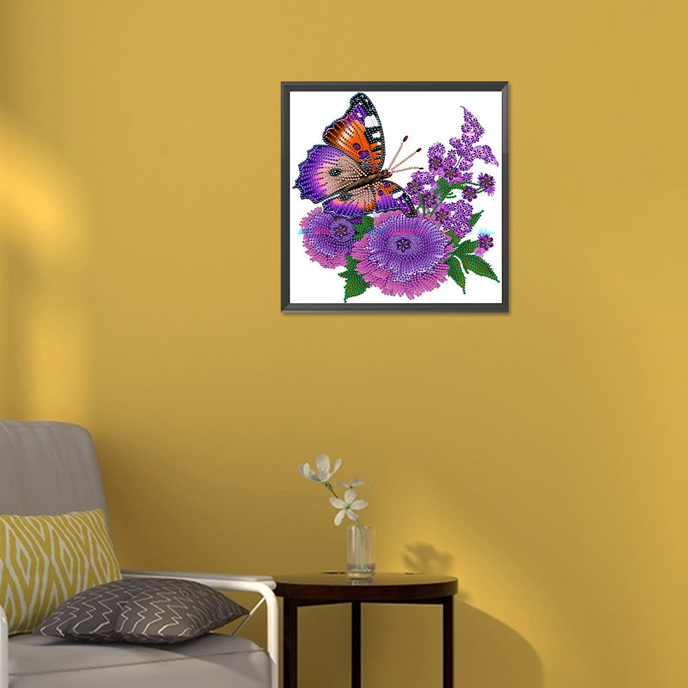 Flowers And Butterflies - Special Shaped Drill Diamond Painting 30*30CM