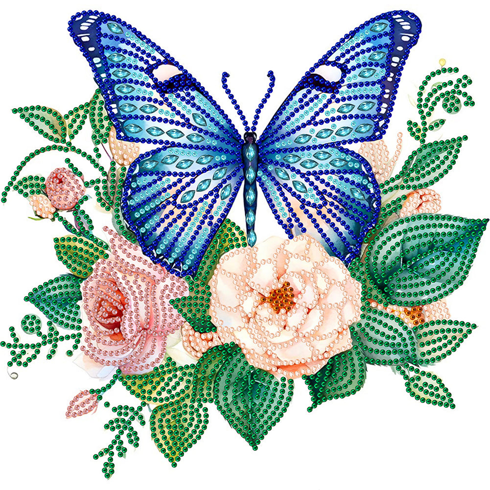 Flowers And Butterflies - Special Shaped Drill Diamond Painting 30*30CM