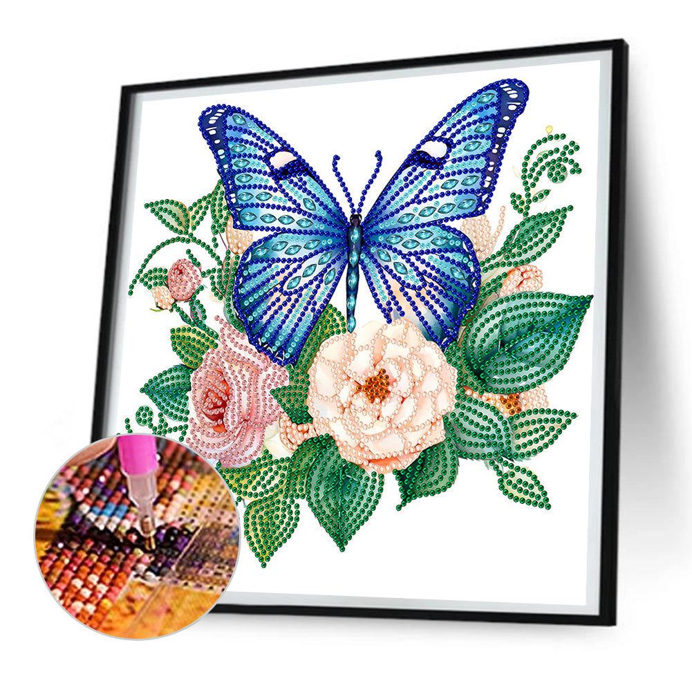 Flowers And Butterflies - Special Shaped Drill Diamond Painting 30*30CM