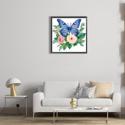 Flowers And Butterflies - Special Shaped Drill Diamond Painting 30*30CM