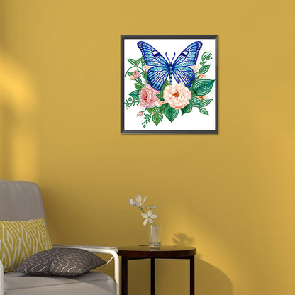Flowers And Butterflies - Special Shaped Drill Diamond Painting 30*30CM