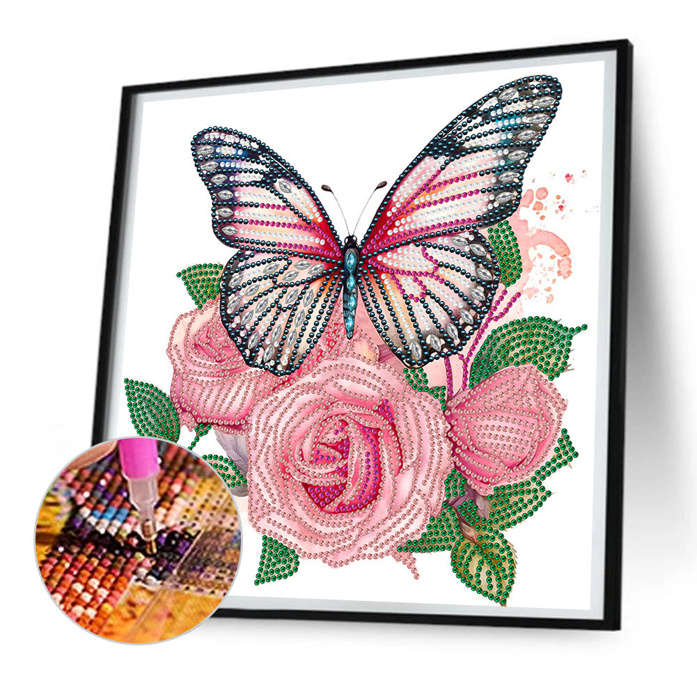 Flowers And Butterflies - Special Shaped Drill Diamond Painting 30*30CM