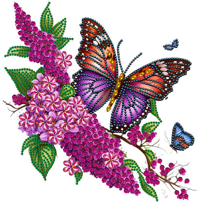 Flowers And Butterflies - Special Shaped Drill Diamond Painting 30*30CM