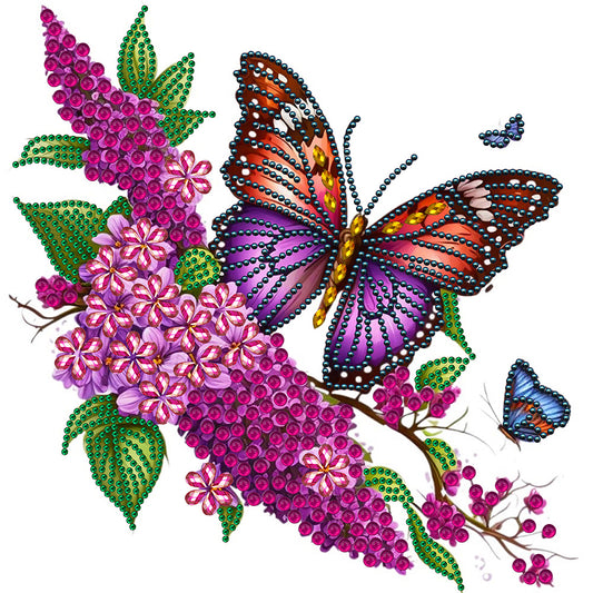 Flowers And Butterflies - Special Shaped Drill Diamond Painting 30*30CM