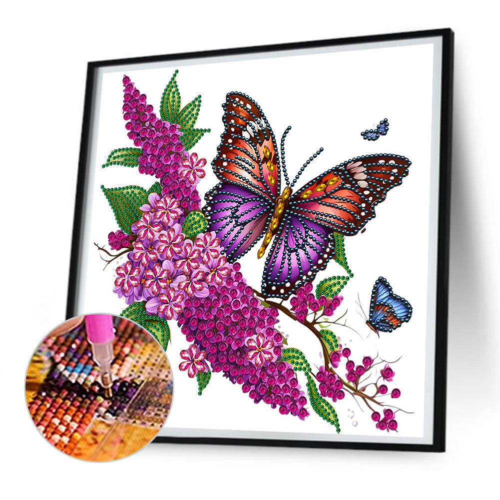 Flowers And Butterflies - Special Shaped Drill Diamond Painting 30*30CM