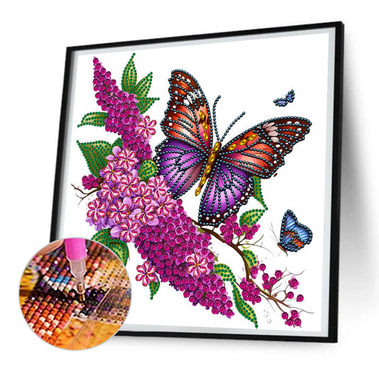 Flowers And Butterflies - Special Shaped Drill Diamond Painting 30*30CM