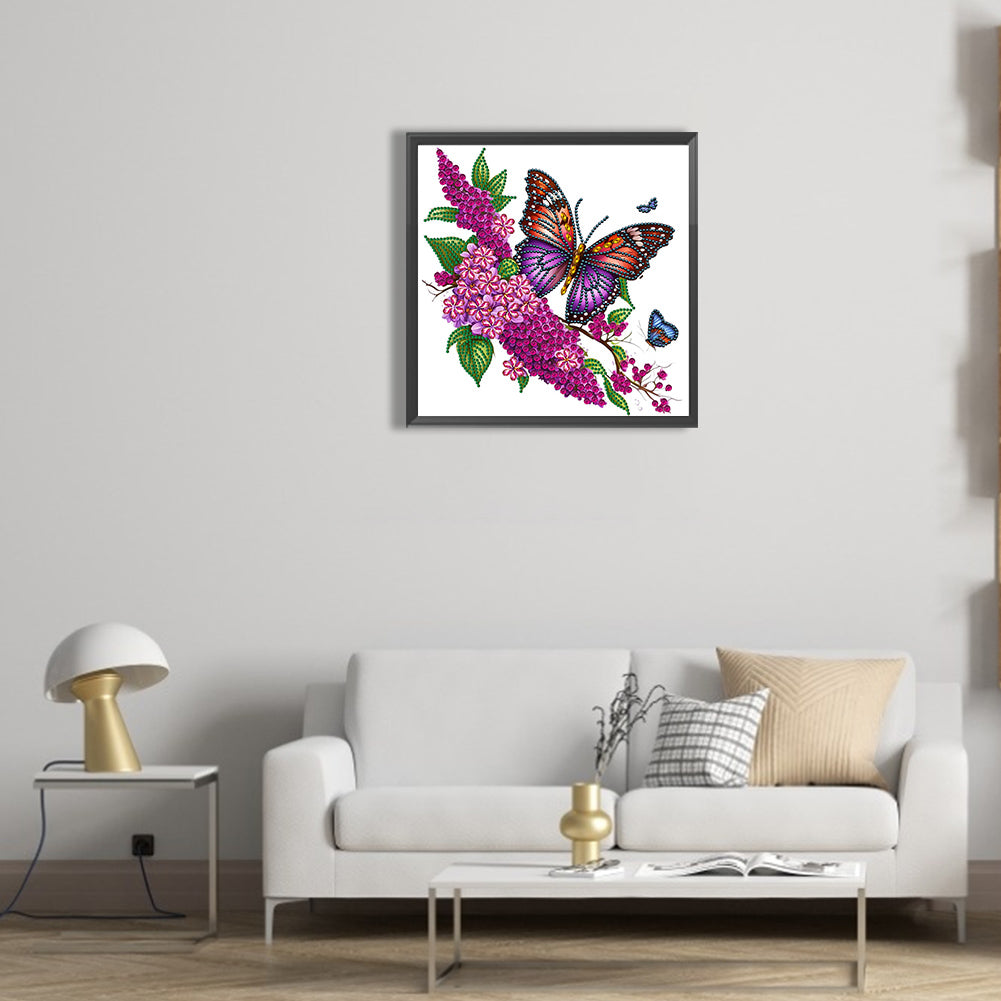 Flowers And Butterflies - Special Shaped Drill Diamond Painting 30*30CM