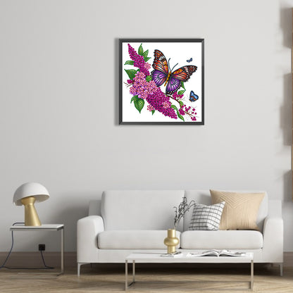 Flowers And Butterflies - Special Shaped Drill Diamond Painting 30*30CM