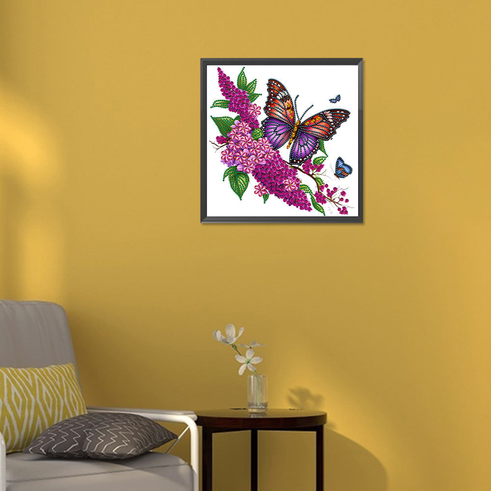 Flowers And Butterflies - Special Shaped Drill Diamond Painting 30*30CM
