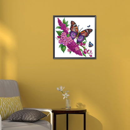 Flowers And Butterflies - Special Shaped Drill Diamond Painting 30*30CM