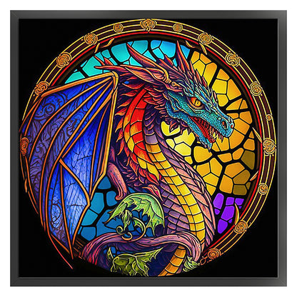 Glass Painting-Dragon - 11CT Stamped Cross Stitch 40*40CM