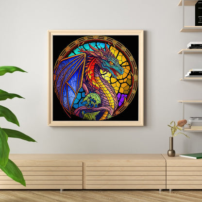 Glass Painting-Dragon - 11CT Stamped Cross Stitch 40*40CM