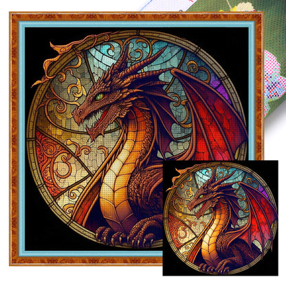 Glass Painting-Dragon - 11CT Stamped Cross Stitch 40*40CM