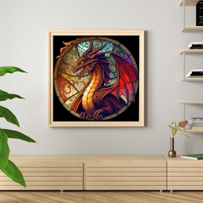 Glass Painting-Dragon - 11CT Stamped Cross Stitch 40*40CM