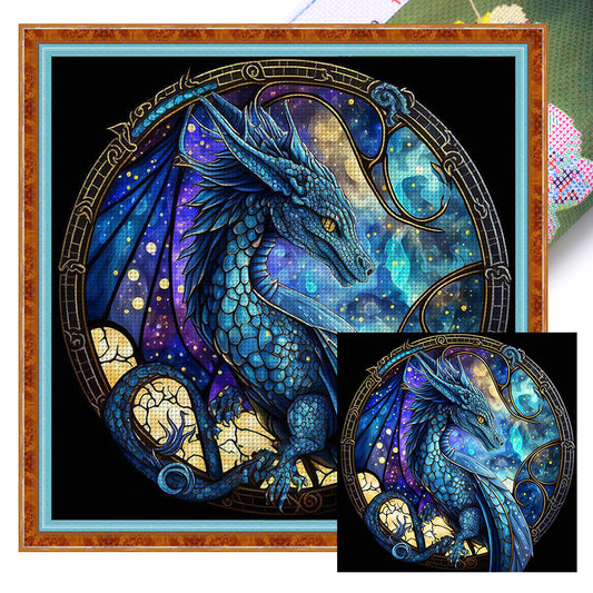 Glass Painting-Dragon - 11CT Stamped Cross Stitch 40*40CM