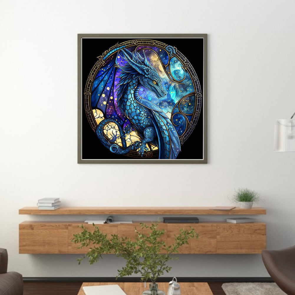 Glass Painting-Dragon - 11CT Stamped Cross Stitch 40*40CM