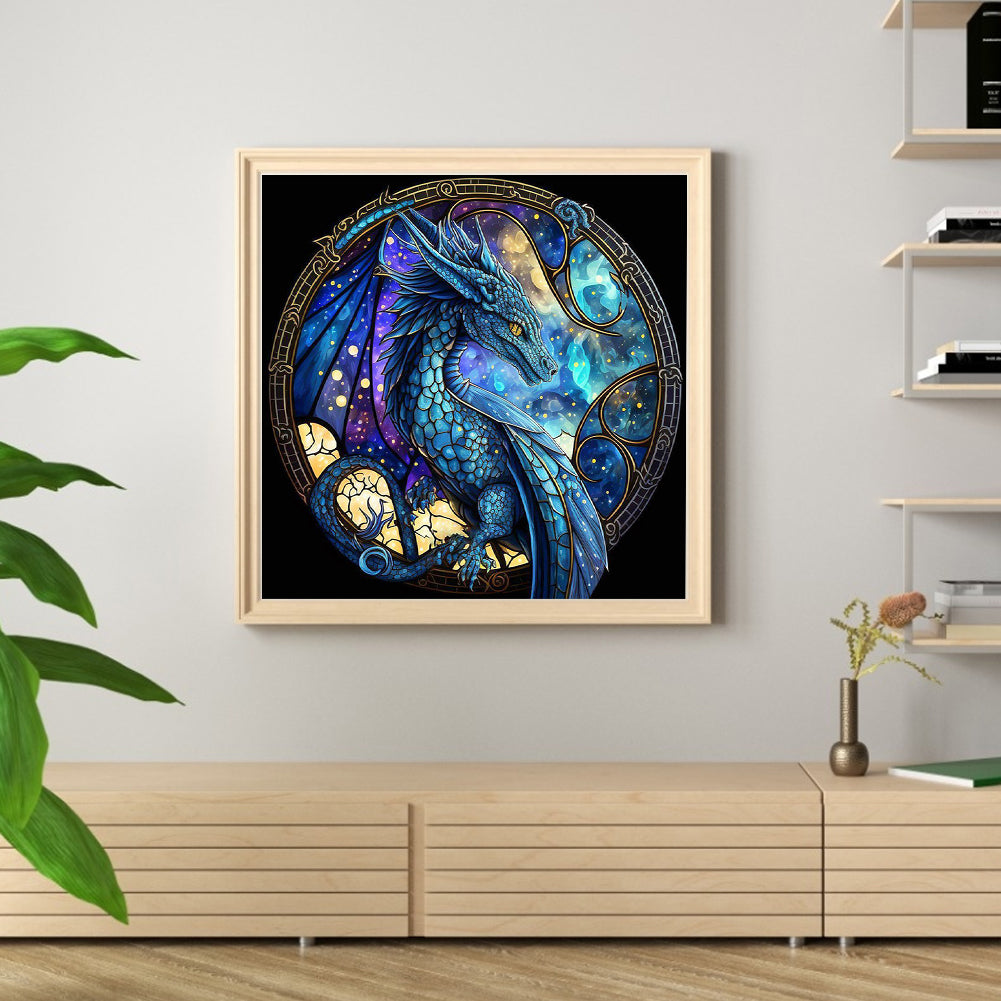 Glass Painting-Dragon - 11CT Stamped Cross Stitch 40*40CM