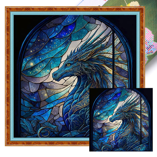 Glass Painting-Dragon - 11CT Stamped Cross Stitch 40*40CM