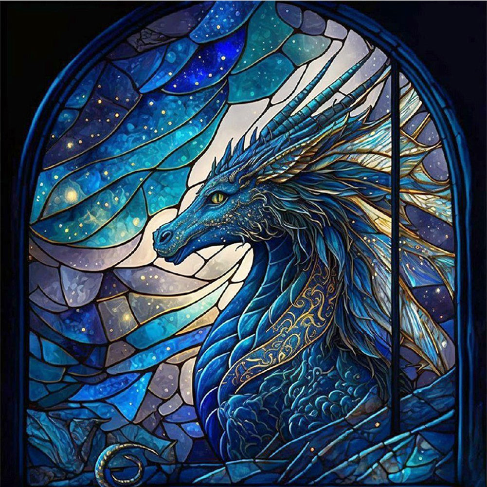 Glass Painting-Dragon - 11CT Stamped Cross Stitch 40*40CM