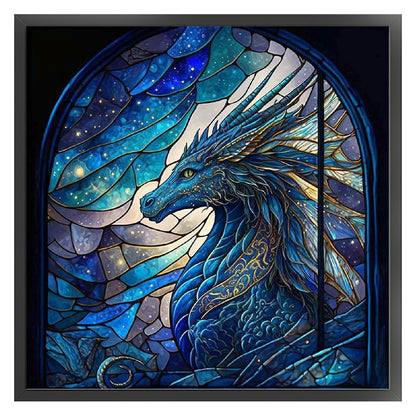 Glass Painting-Dragon - 11CT Stamped Cross Stitch 40*40CM