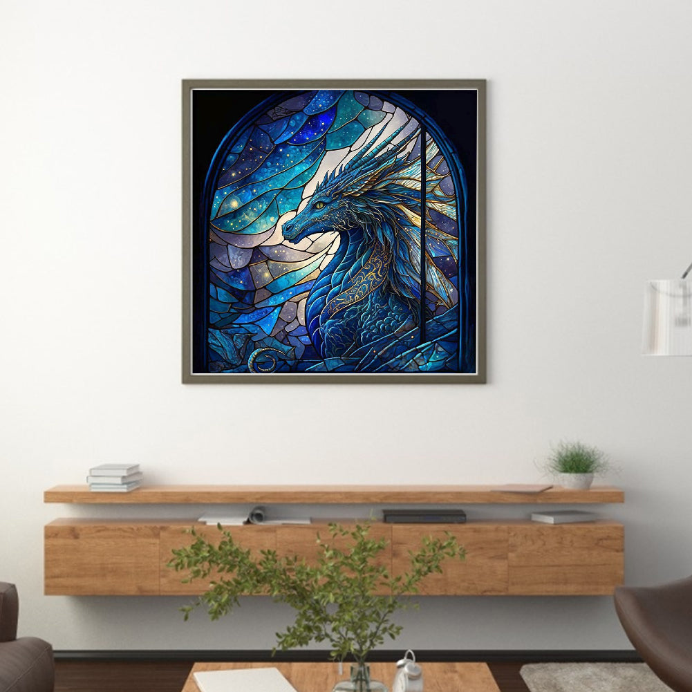 Glass Painting-Dragon - 11CT Stamped Cross Stitch 40*40CM