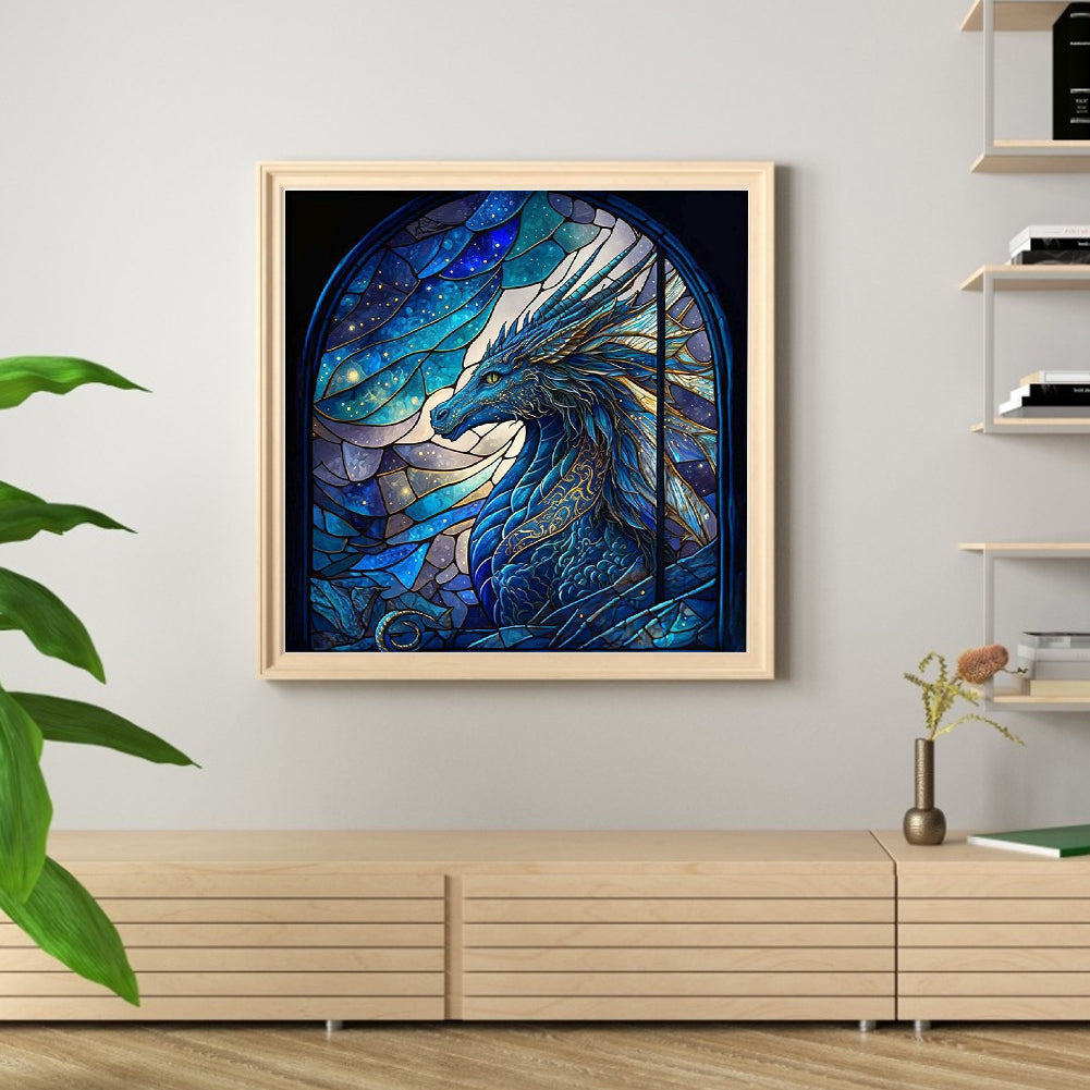 Glass Painting-Dragon - 11CT Stamped Cross Stitch 40*40CM