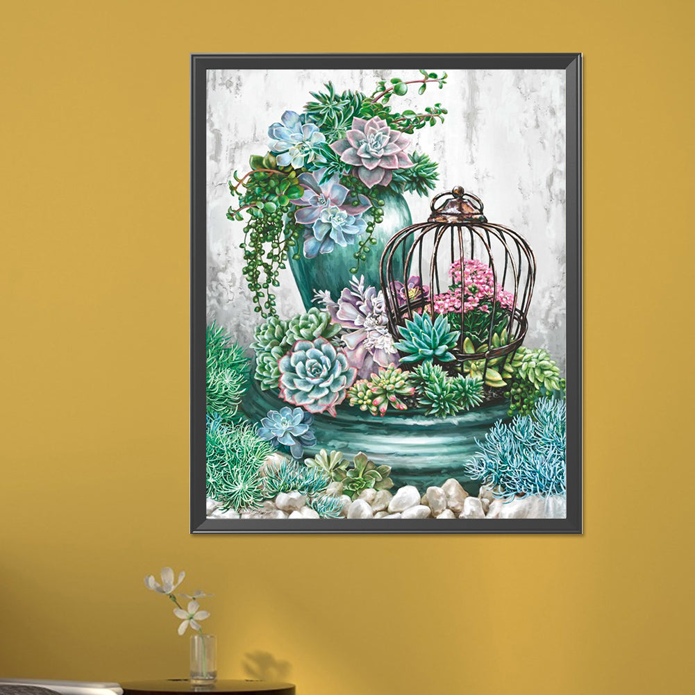 Succulent Plants - Full AB Round Drill Diamond Painting 40*50CM